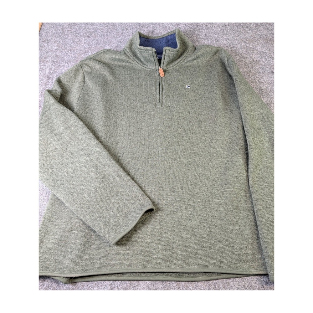 Crown & Ivy Mens XL Quarter Zip Pullover Sweater Heathered Olive Green Knit EUC